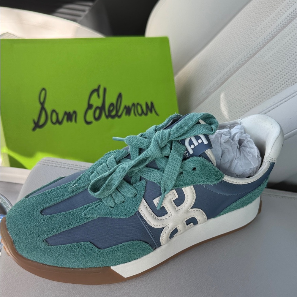 Sam Edelman Teal & Navy Low-Top Sneaker